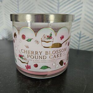 Bath & Body Works Cherry Blossom Pound Cake 3 Wick Candle 14.5 oz NEW